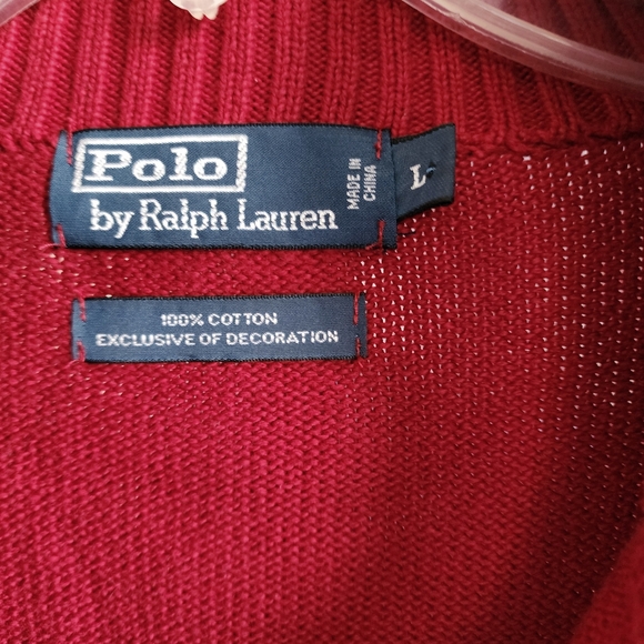 Vintage Polo by Ralph Lauren Dark Red Quarter-Zip Sweater size Large - Picture 7 of 7